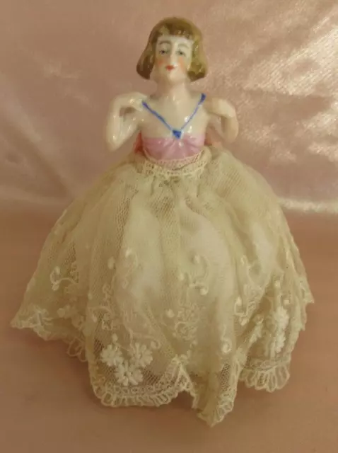Ancienne demi figurine statuette Half Doll femme Art Déco porcelaine
