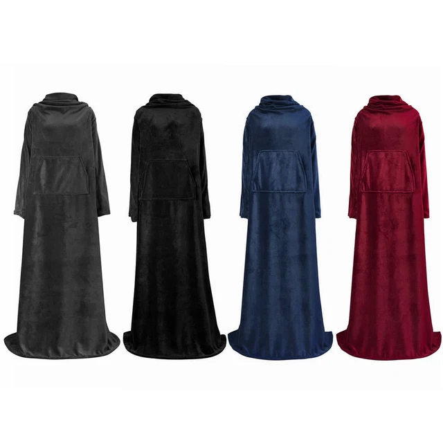 SUPER SOFT WEARABLE Snuggle Blanket with Sleeves Warm Pocket