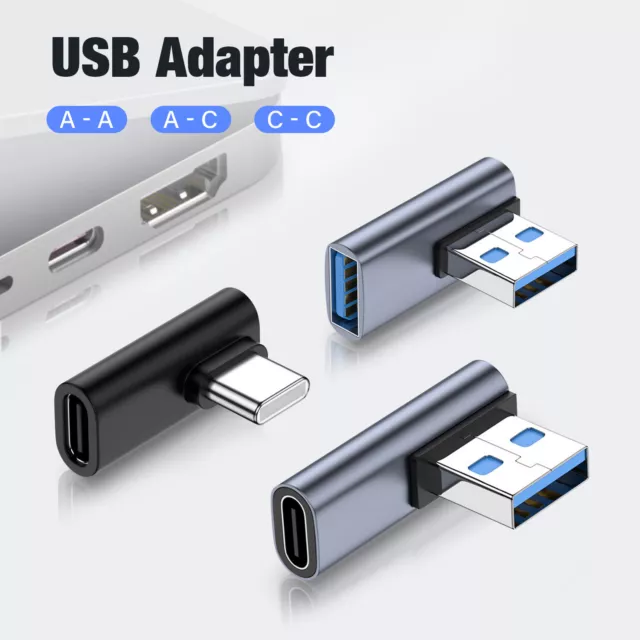 90 Degree USB-C Male to USB-C Female Adapter USB 3.1 Data Right Angled Converter