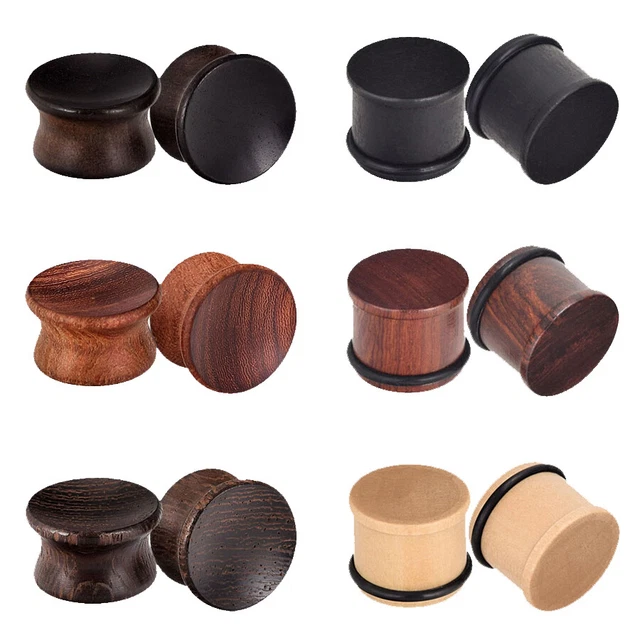 PAIR-Wooden Ear Skins-Ear Gauges-Soft Ear plugs-Organic Wood Flesh Tunnels Plugs
