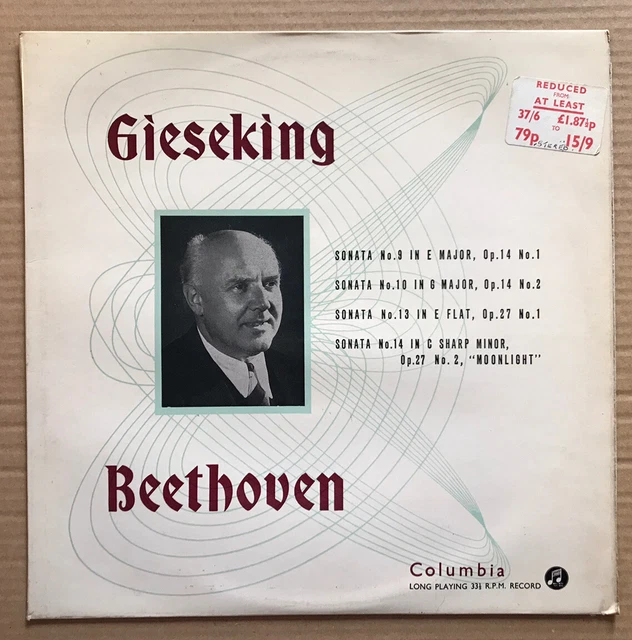 BEETHOVEN ( Gieseking ) - Sonatas Nos. 9, 10, 13 And 14-COLUMBIA SAX 225-LP