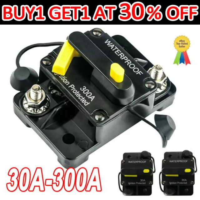 30-300 Amp Waterproof Car Circuit Breaker 12V-48V Fuse Reset DC Car Boat Auto AU