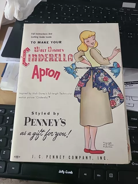 Walt Disney Cinderella Apron Pattern (Uncut), JC Penney’s, Vintage 1950s