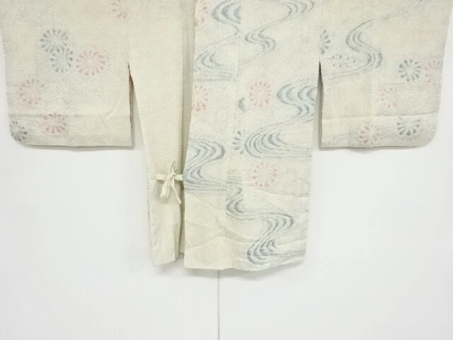 42314# Japanese Kimono / Antique Dochugi / All Shibori / Flower & Stream