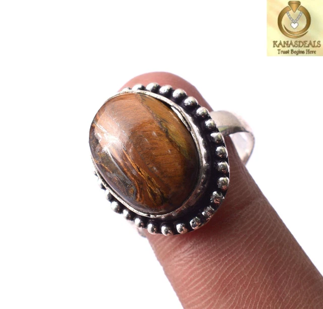 Tiger Eye Plated Ring Enchanting Jewellery 7 GM Value-Priced @1.99-71243