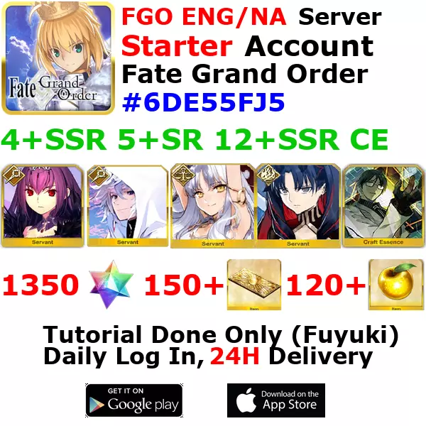 [ENG/NA][INST] FGO / Fate Grand Order Starter Account 4+SSR 150+Tix 1360+SQ