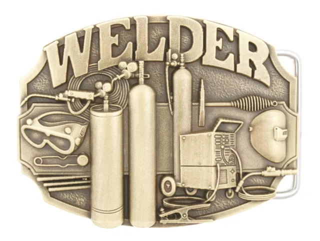 Welder Trade Tradesman Bronze Plated Metal Belt Buckle