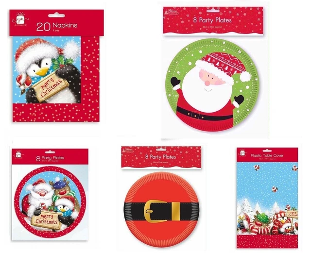 Weihnachten Festliche Party Geschirr Papier Teller Becher Servietten Plastik