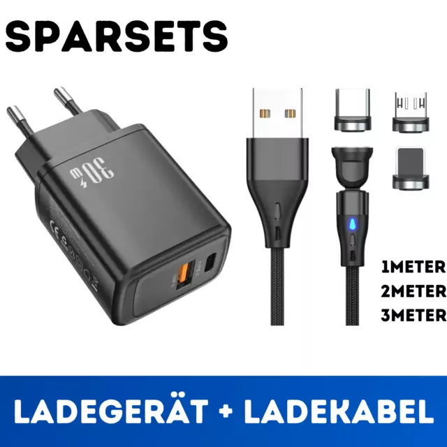 Schnell Ladegerät für iPhone Samsung Laptop 30W - inklusive Ladekabel Netzteil