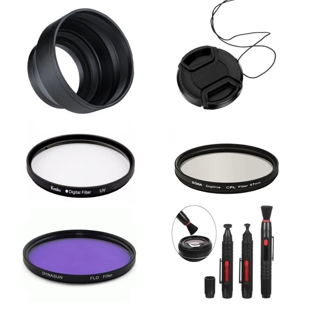 55mm Camera Bundle Collapsible Lens Hood UV CPL FLD Filter For Fujifilm Camera