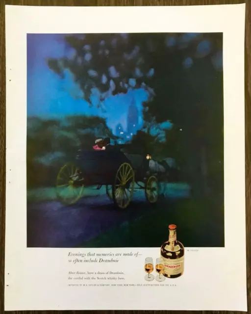 1961 Drambuie Scotch Whisky Based Liqueur PRINT AD Evenings Memories Are Made Of