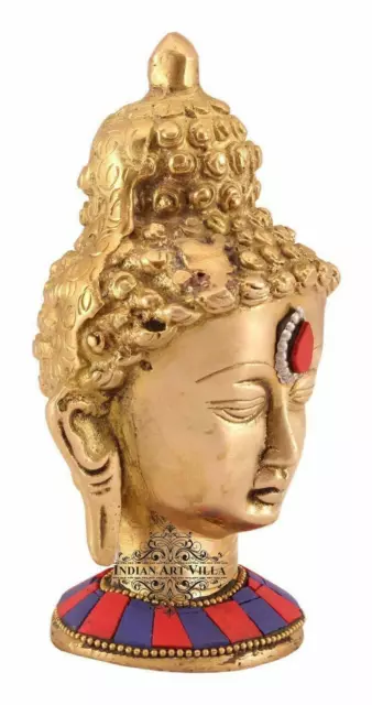 Brass Designer Acrylic Work Buddha Head God Idol Sculpture Temple Home Decor 3