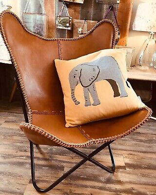 Folding Buffalo Tan Leather Relax Arm Chair Handmade Lounge Butterfly Chair