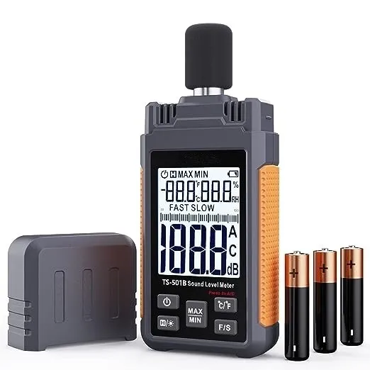 Medidor de decibelios, medidor de nivel de sonido TS-501B con pantalla LCD.neuvo