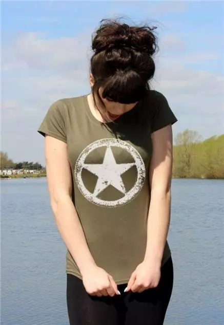 US Army WWII Military White Star Retro ladies 1940's vintage style T-shirt