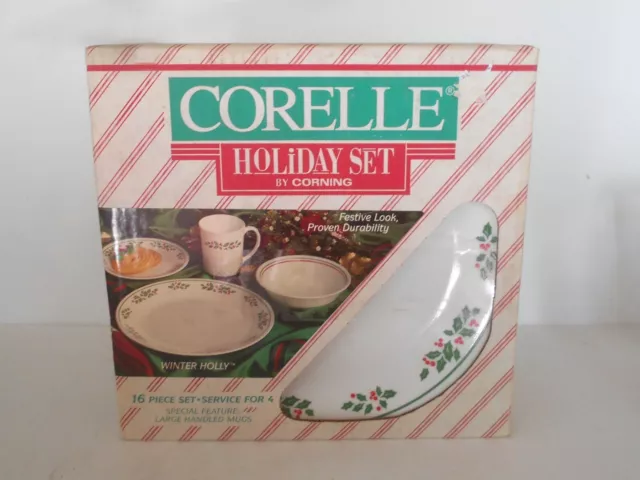 Corelle Winter Holly 16 Piece Dish Set Vintage In Box Christmas Holiday