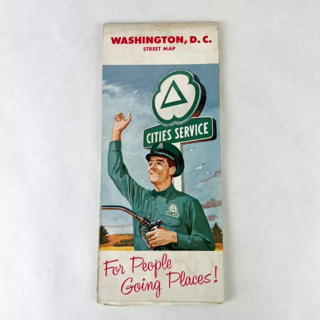 Vintage 1961 Cities Service Washington D.C. Street Map