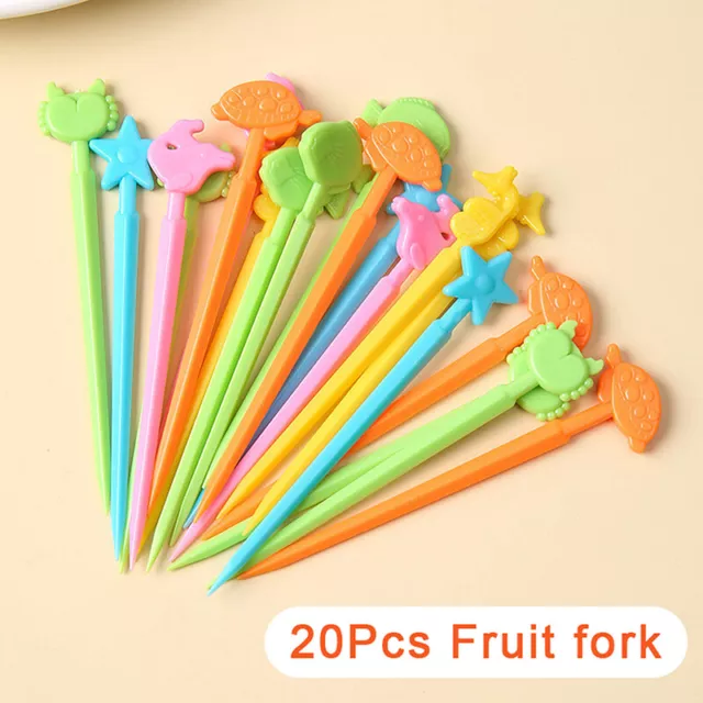 20pcs/set Cute Animals Fruit Forks Kids Snack Dessert Decoration Forks Toothpick