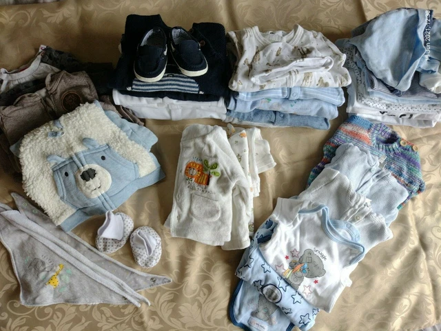 Big, lovely boy babygrows-vests-outfits bundle 0-3 months