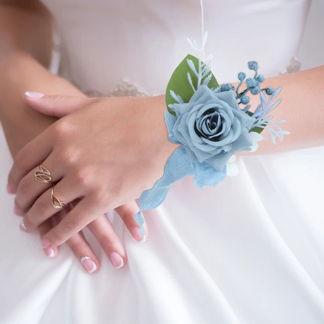 4 juegos de flores corsé pulsera botonero muñeca decorativa flor corsé