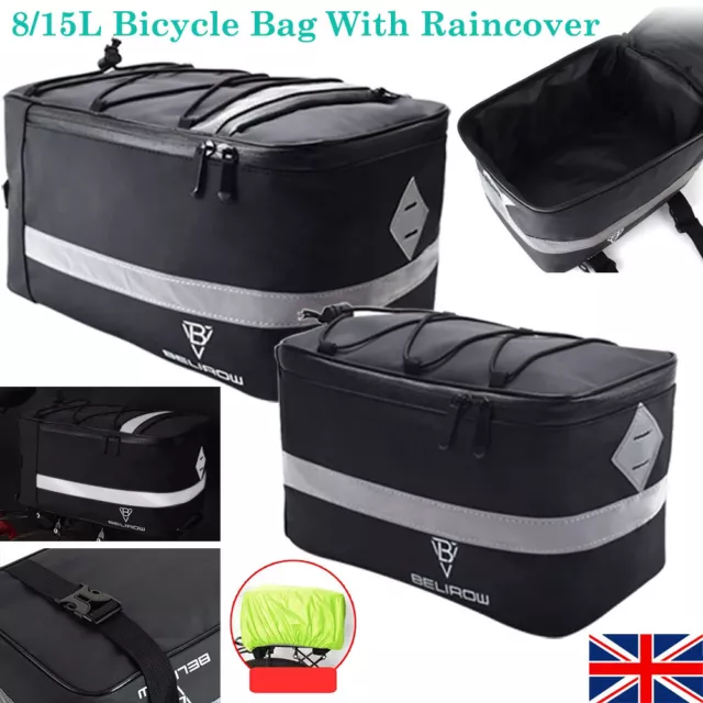 Bicycle Trunk Bag MTB Bike Rear Rack Luggage Seat Carrier Pannier w/ Raincover