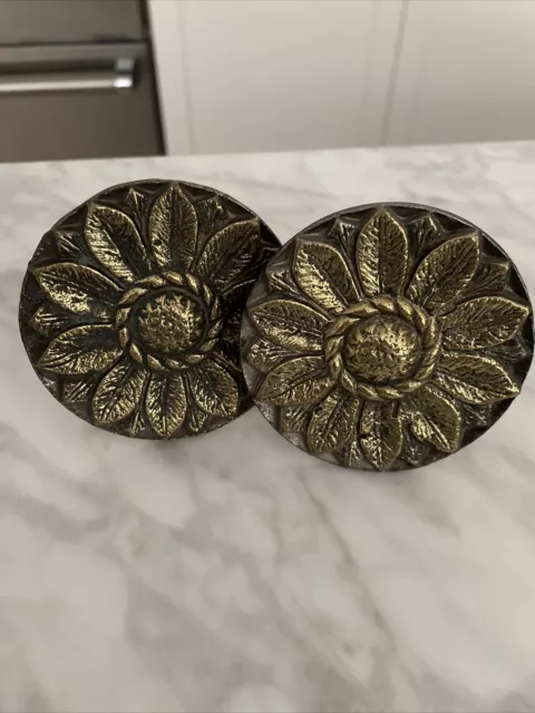 Lot of 2 Decorative Drapery Curtain Rod Finials Screw On Metal  for rod