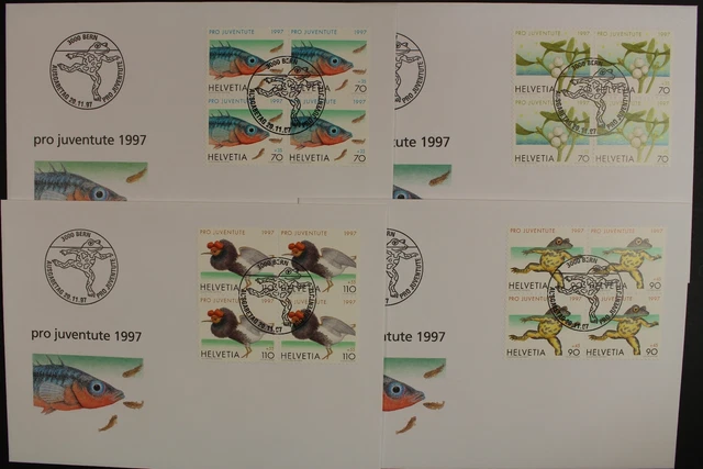 Schweiz, MiNr. 1629-1632, 4er Blöcke, FDC - 613470