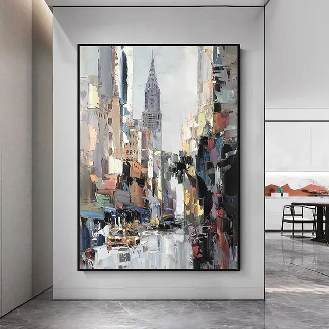 HANDMADE OIL PAINTING Abstract Art Oil On Canvas City Modern Wall Decor