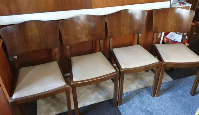Walnut Sprung Dining Chairs 1970s