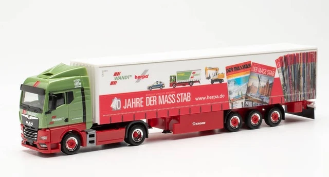 Semi-remorque Bétonnière Herpa 1:87 HO Rouge - Modèle Réduit à 3 Essieux, Neuf Dans Sa Boîte