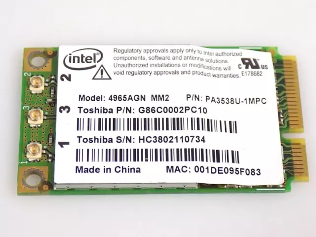 Toshiba K000049810 Intel Wireless WiFi Link 4965AGN 802.11n WLAN Mini PCI-E Card