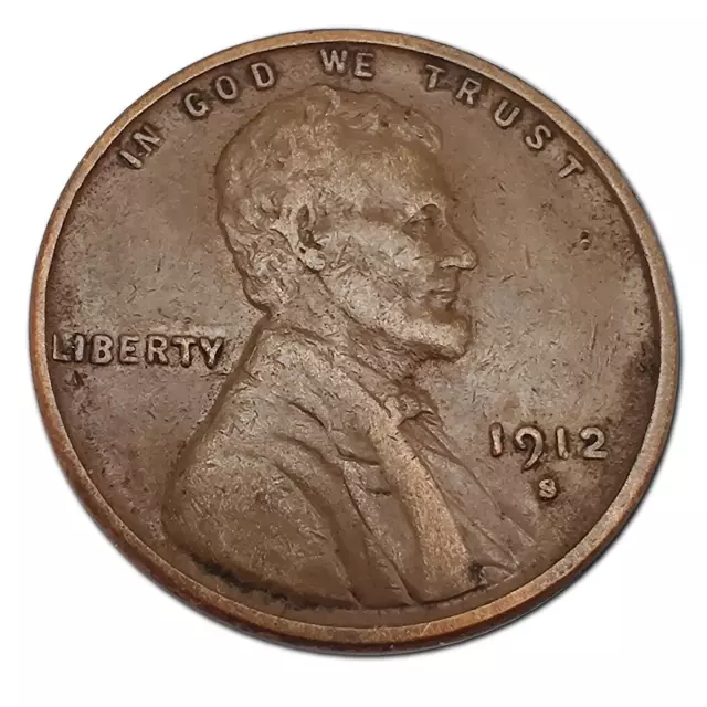 1912-S Lincoln Wheat Cent Penny VF Very Fine Copper