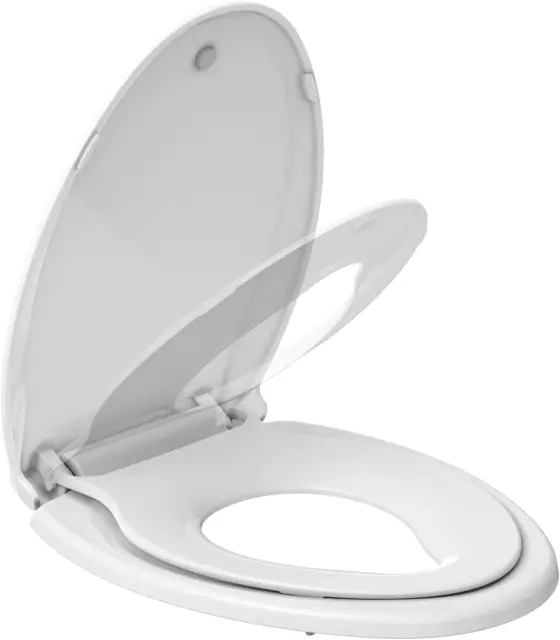 Toilet Seat, Elongated Toilet Seat with Toddler Seat Built In, Potty Training To