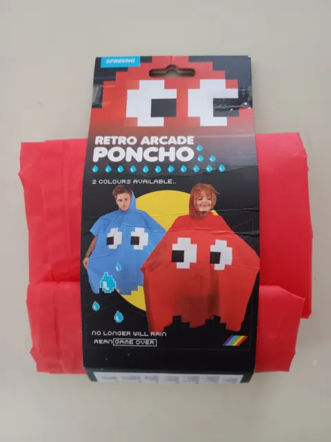 Retro Arcade Poncho Pacman Ghost rot neu OVP