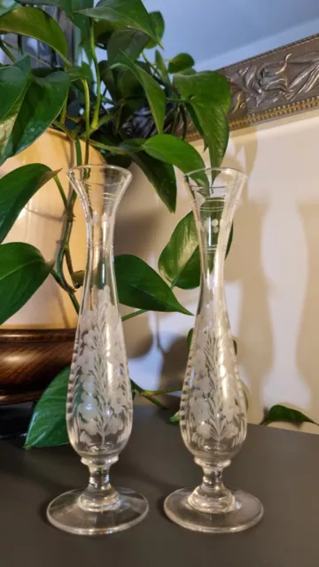 A Pair of Beautiful Vintage Glass Bud Vases