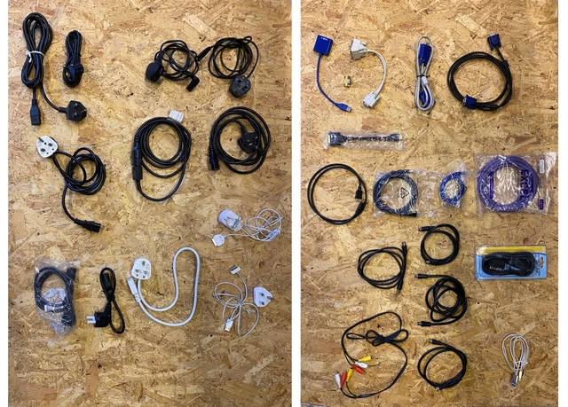 Large selection miscellaneous and assorted cables and leads
