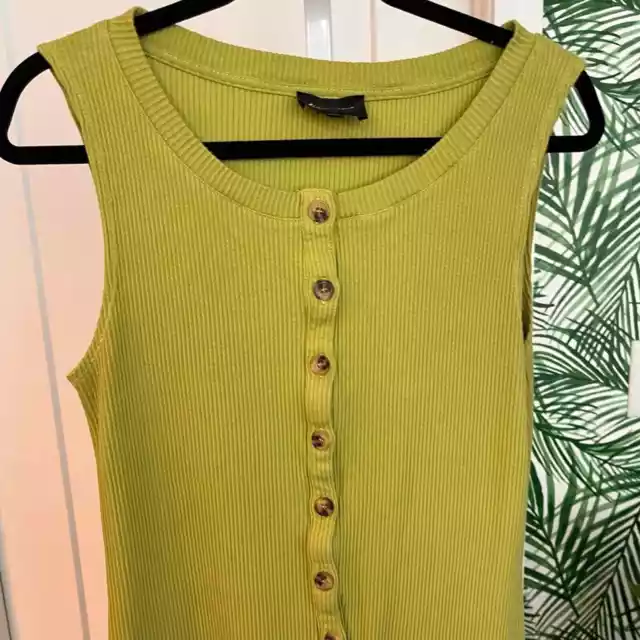 Line & Dot Green Rue Knit Button Front Midi Dress size Large 3