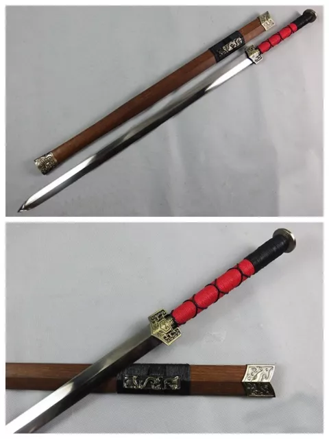 Hand Forge Chinese Sword "Han Jian"(劍) Alloy Fitting High Manganese Steel Sharp