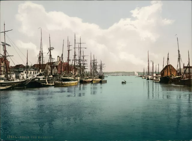 Poole. The Harbour. PZ vintage photochromie, photochrom photochromie, vintage