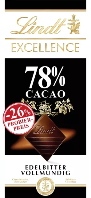8x100g Lindt Tafelschokolade Edelbitter 78% Kakao Schokolade vegan NEU MHD 11/24
