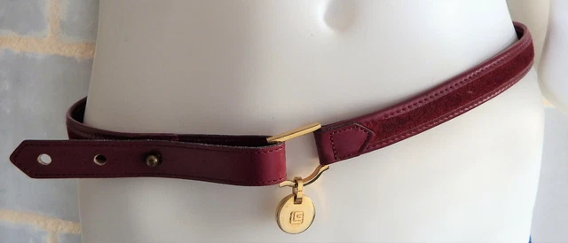 Ceinture Vintage Guy Laroche Paris - Cuir Bleu Marine Verni, Taille 75/80 Cm, Années 80