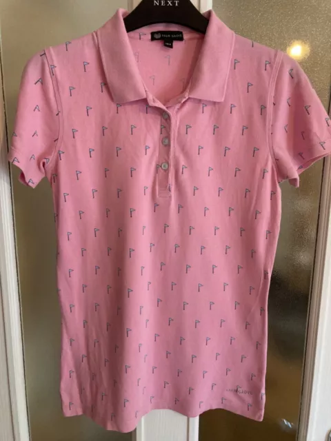 Pink Palm Grove Golf Polo Shirt Ladies/Womens Uk Size 8