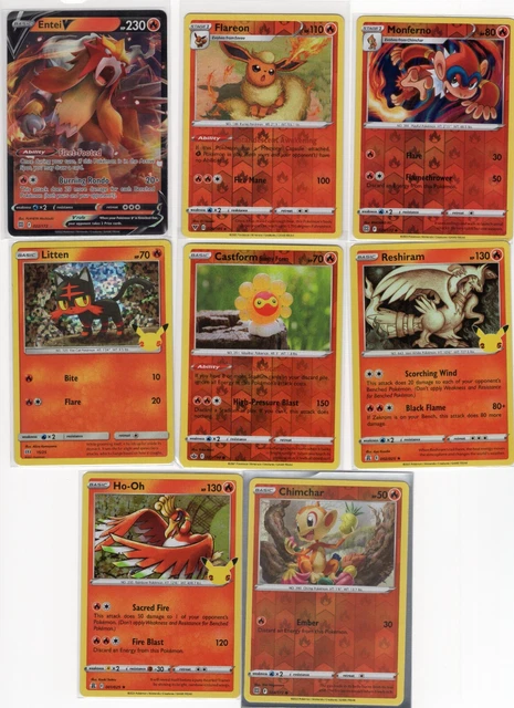 [LOT 20] Pokemon Fire SWSH V/Reverse Holo Entei Flareon Rare [EX/NM] FR371