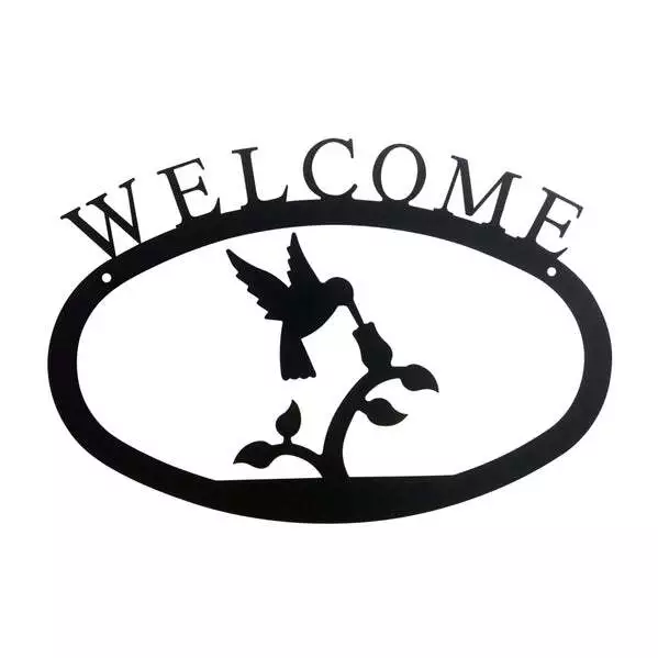 Hummingbird Welcome Sign -2 Sizes Made in USA by Village Wrought Iron