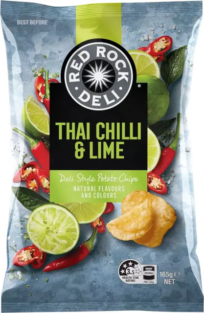 Red Rock Deli Thai Chilli and Lime Potato Chips 165 G