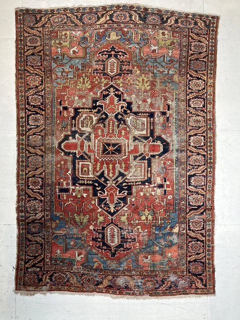 Tappeto antico fatto a mano persiiann herizz taglia 383 x 278 cm 12'7"" x 9'2"" piedi