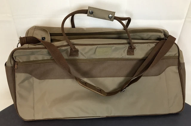 Totes Brand Folding Tan Luggage Duffle Bag Expandable Travel Gym 12 x 26 x 9