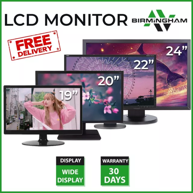 HD Billig 19"" 22"" 24"" TFT PC Computer Monitor VGA Flach Breitbild