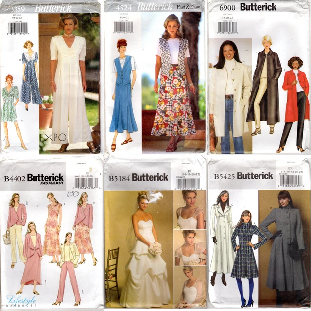 CHOICE: UNCUT Butterick Sewing Patterns Misses' Sizes 18-20-22 Dresses Skirts
