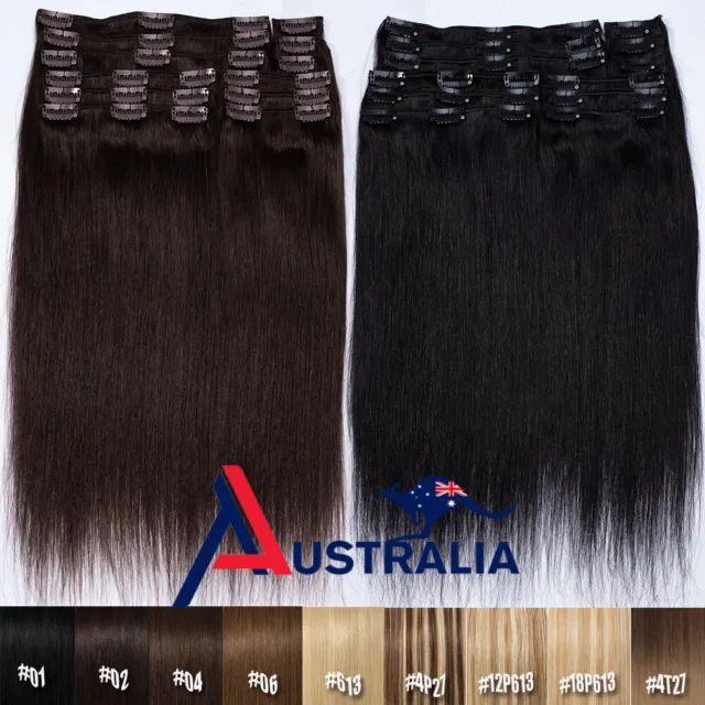 Mega Thick 260g+ Clip In 100% Remy Human Hair Extensions Straight Hair Full Head